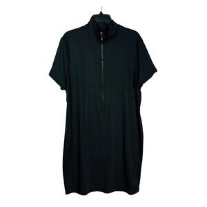 SHEIN CURVE Plus Size 4X Black Shirt Dress Stretch Half Zip Mock Neck Casual